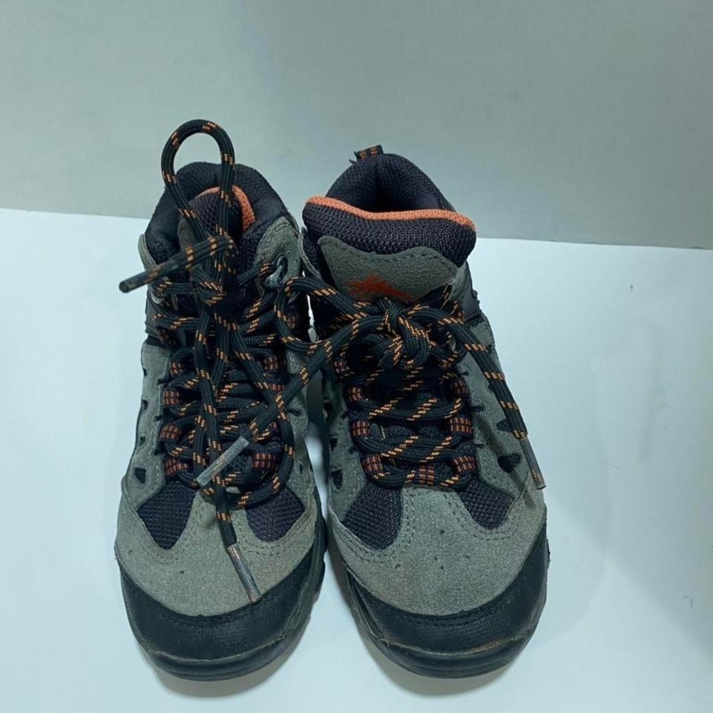 High Sierra grey hiking boots with black/orange accents. Kids US 13. SKU-A523